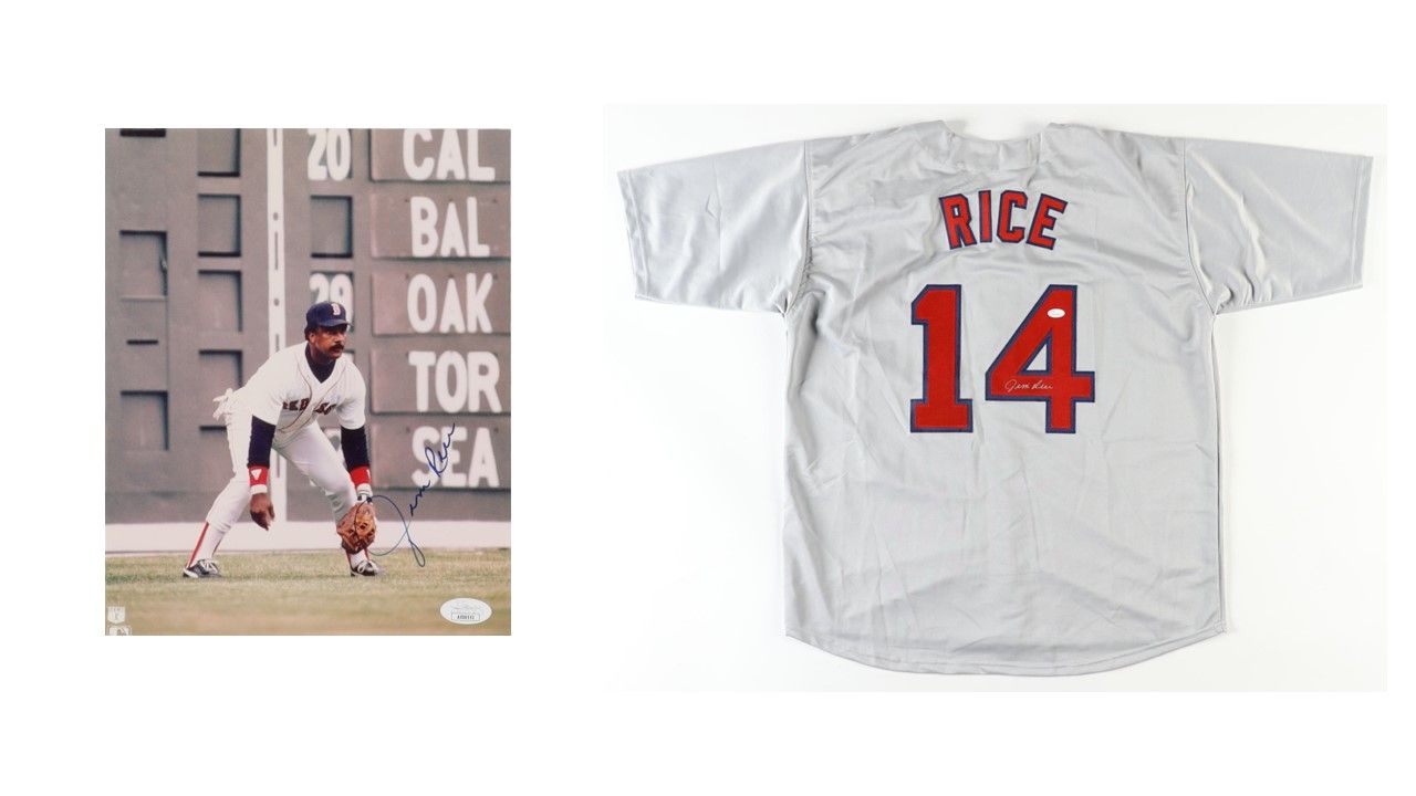 Jim Rice Signed Boston Red Sox Jersey (JSA) & Jim Rice Signed Boston Red Sox 8x10 Photo (JSA)