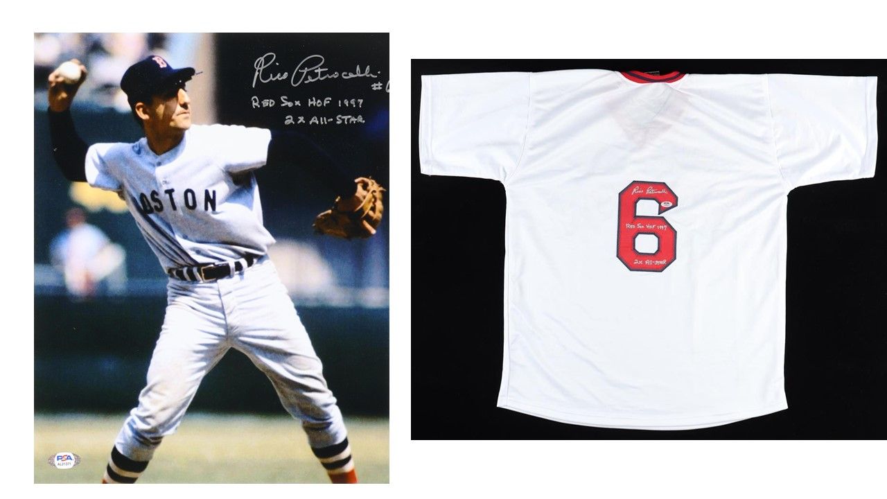 Rico Petrocelli Signed Boston Red Sox Jersey Inscribed "Red Sox HOF 1997" & "2x All-Star" (PSA) & Rico Petrocelli Signed Red Sox 11x14 Photo Inscribed "Red Sox HOF 1997" & "2x All-Star" (PSA)