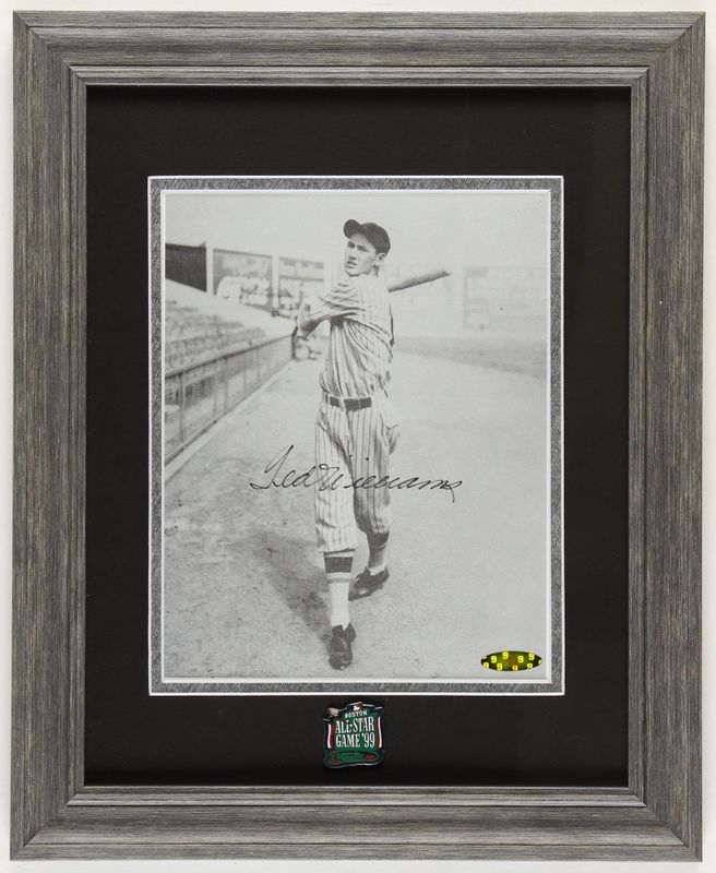 Ted Williams Signed Boston Red Sox Custom Framed Photo Display With Official 1999 All-Star Game Pin (Williams)