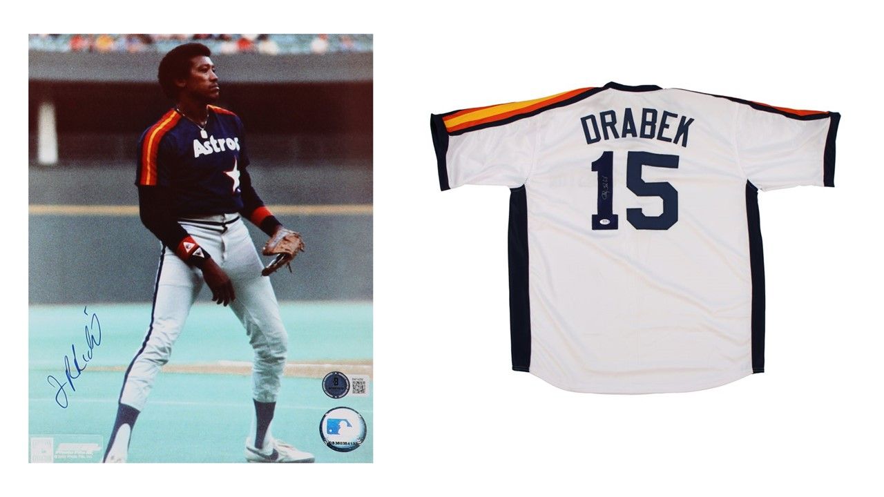 J. R. Richard Signed Houston Astros 8x10 Photo (Beckett) & Doug Drabek Signed Houston Astros Jersey (PSA)