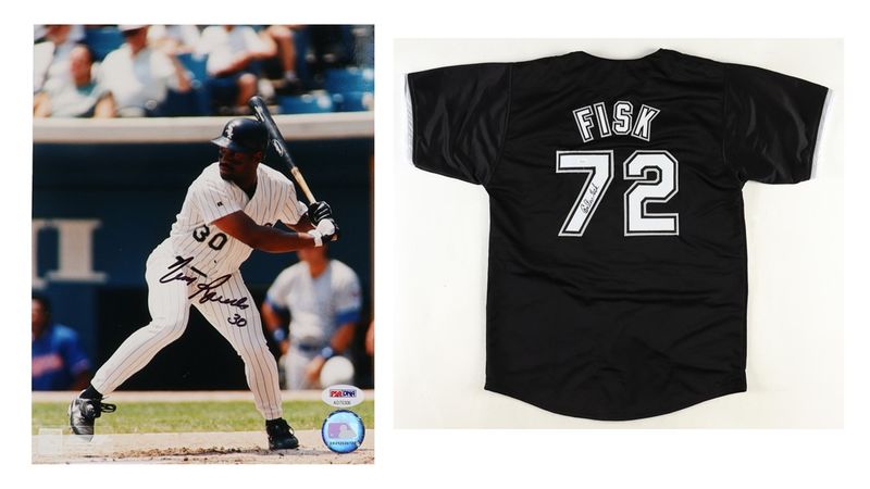 Carlton Fisk Signed Chicago White Sox Jersey (JSA) & Tim Raines Signed Chicago White Sox 8x10 Photo (PSA)