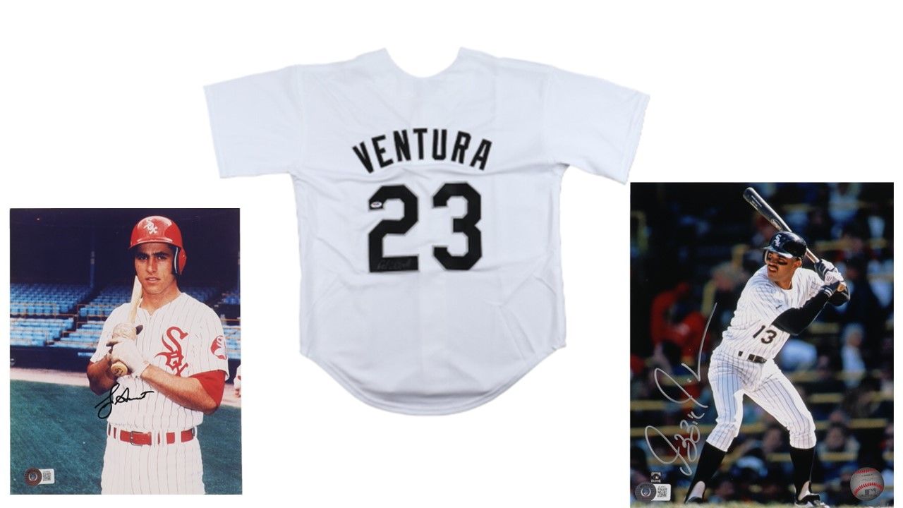 Robin Ventura Signed Jersey (PSA), Bucky Dent Signed White Sox 8x10 Photo (Beckett), & Ozzie Guillen Signed White Sox 8x10 Photo (Beckett)