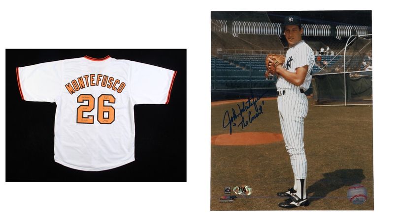 John Montefusco San Francisco Giants Signed Jersey with Multiple Inscriptions (PSA) & John Montefusco Signed New York Yankees 8x10 Photo Inscribed John Montefusco San Francisco Giants Signed Jersey with Multiple Inscriptions (PSA) & John Montefusco Signed New York Yankees 8x10 Photo Inscribed "The Count" (MAB)
