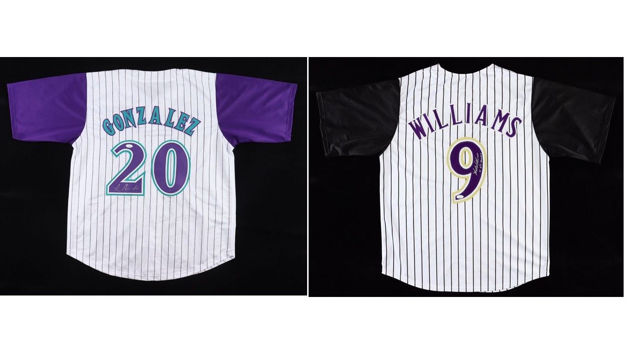 Luis Gonzalez Signed Arizona Diamondbacks Jersey (JSA) & Matt Williams Signed Arizona Diamondbacks Jersey Inscribed "01 WS Champs" (JSA)