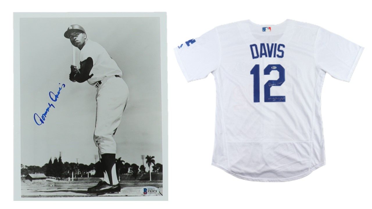 Tommy Davis Signed Los Angeles Dodgers Jersey Inscribed "NL Batting Champ 1962, 1963" (Beckett) & Tommy Davis Signed Los Angeles Dodgers 8x10 Photo (Beckett)