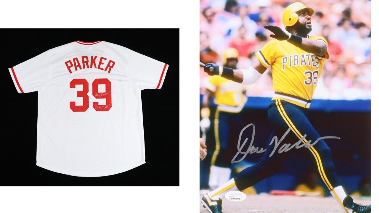Dave Parker Signed Cincinnati Reds Jersey Inscribed "7x All Star" (PSA) & Dave Parker Signed Pittsburgh Pirates 8x10 Photo (JSA)