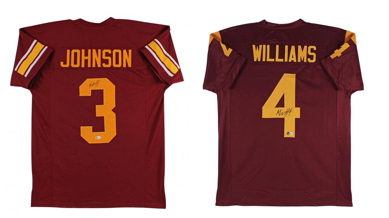 Keyshawn Johnson Signed USC Trojans Jersey (Beckett) & Mario Williams Signed USC Trojans Jersey (Beckett)