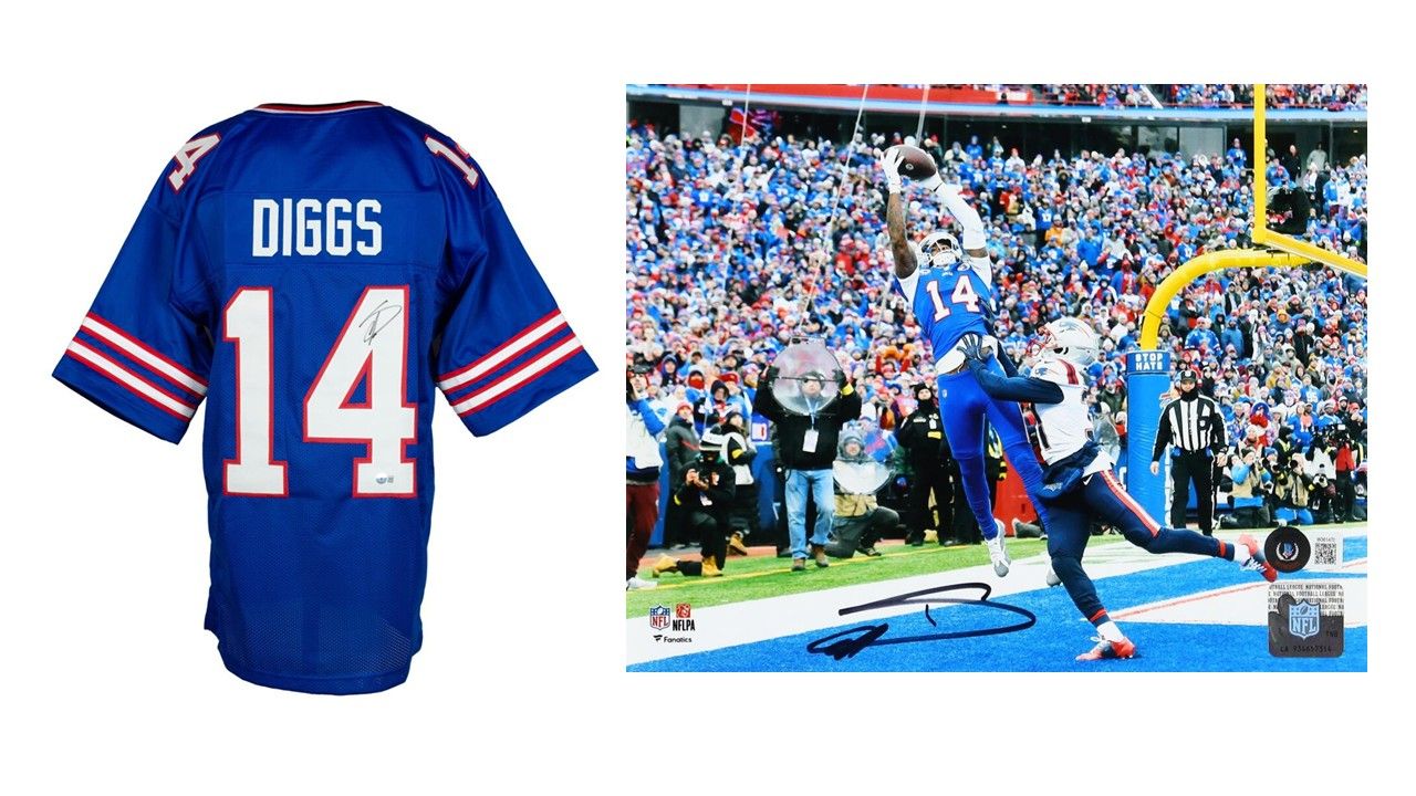 Stefon Diggs Signed Buffalo Bills Jersey (Beckett) and Stefon Diggs Signed Buffalo Bills 8x10 Photo (Beckett)