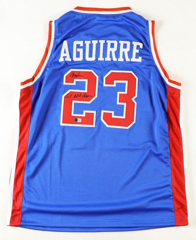 Mark Aguirre Signed Detroit Pistons Jersey Inscribed "2x NBA Champ" (Beckett)