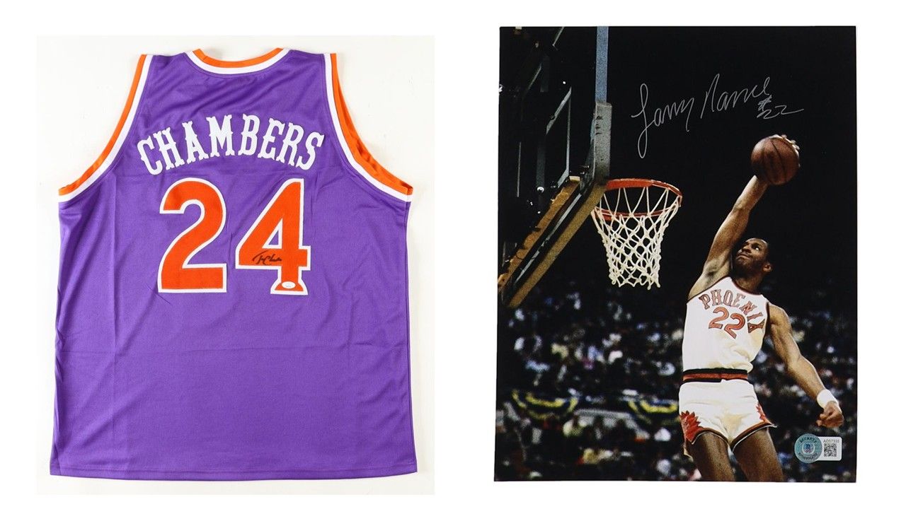 Tom Chambers Signed Phoenix Suns Jersey (JSA) & Larry Nance Signed Phoenix Suns 8x10 Photo (Beckett)