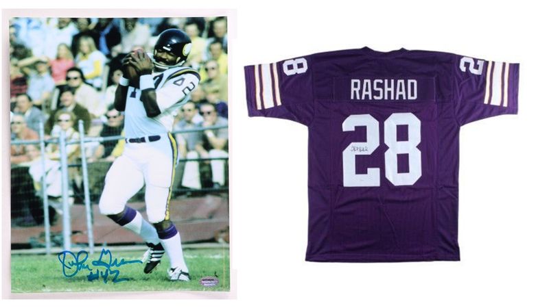 Ahmad Rashad Signed Minnesota Vikings Jersey (JSA) & John Gilliam Signed Minnesota Vikings 8x10 Photo (Schwartz)