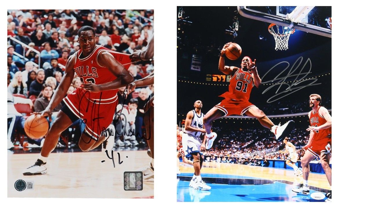 Dennis Rodman Signed Chicago Bulls 11x14 Photo (JSA) & Elton Brand Signed Chicago Bulls 8x10 Photo (Beckett)