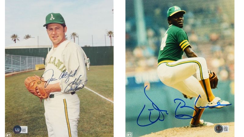 Jim "Catfish" Hunter Signed Oakland Athletics 8x10 Photo (Beckett), & Vida Blue Signed Oakland Athletics 8x10 Photo (Beckett)