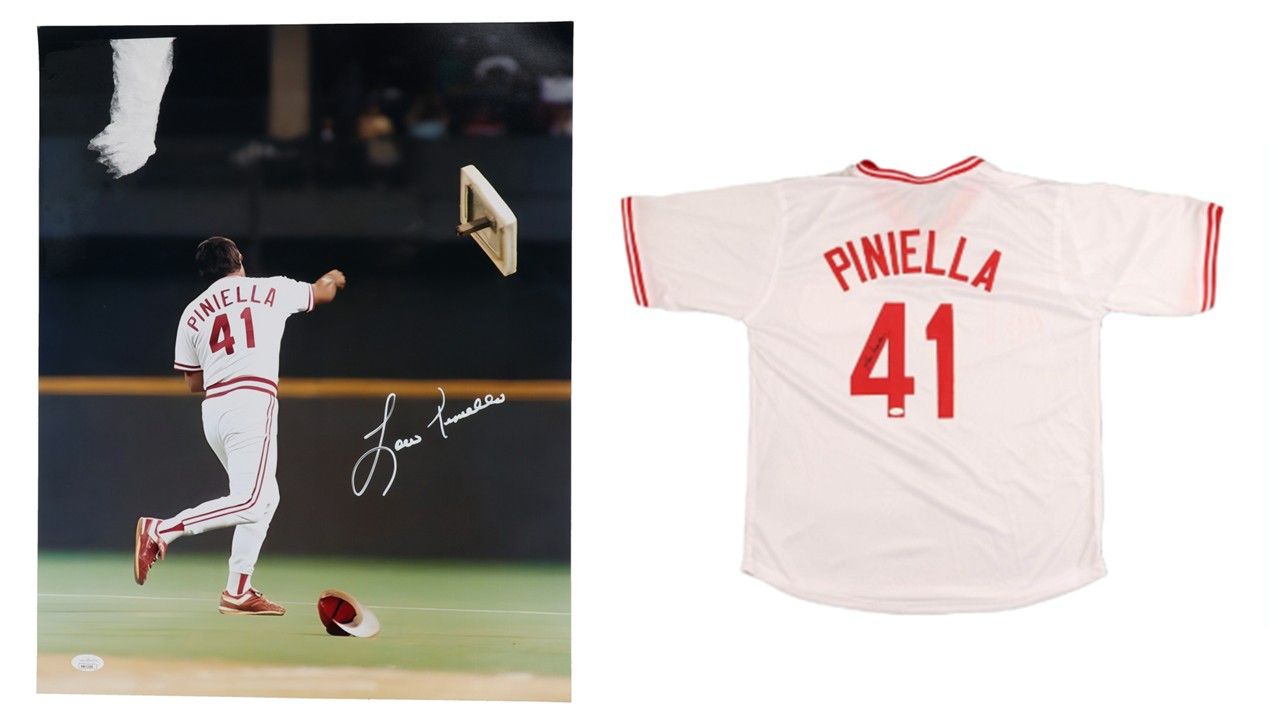 Lou Piniella Signed Cincinnati Reds Jersey (JSA) & Lou Piniella Signed Cincinnati Reds 16x20 Photo (JSA)