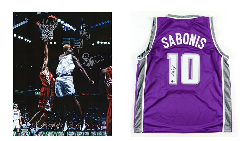 Chris Webber Signed Sacramento Kings 16x20 Photo Inscribed "HOF 21" (Fanatics) & Domantas Sabonis Signed Sacramento Kings Jersey (Beckett)