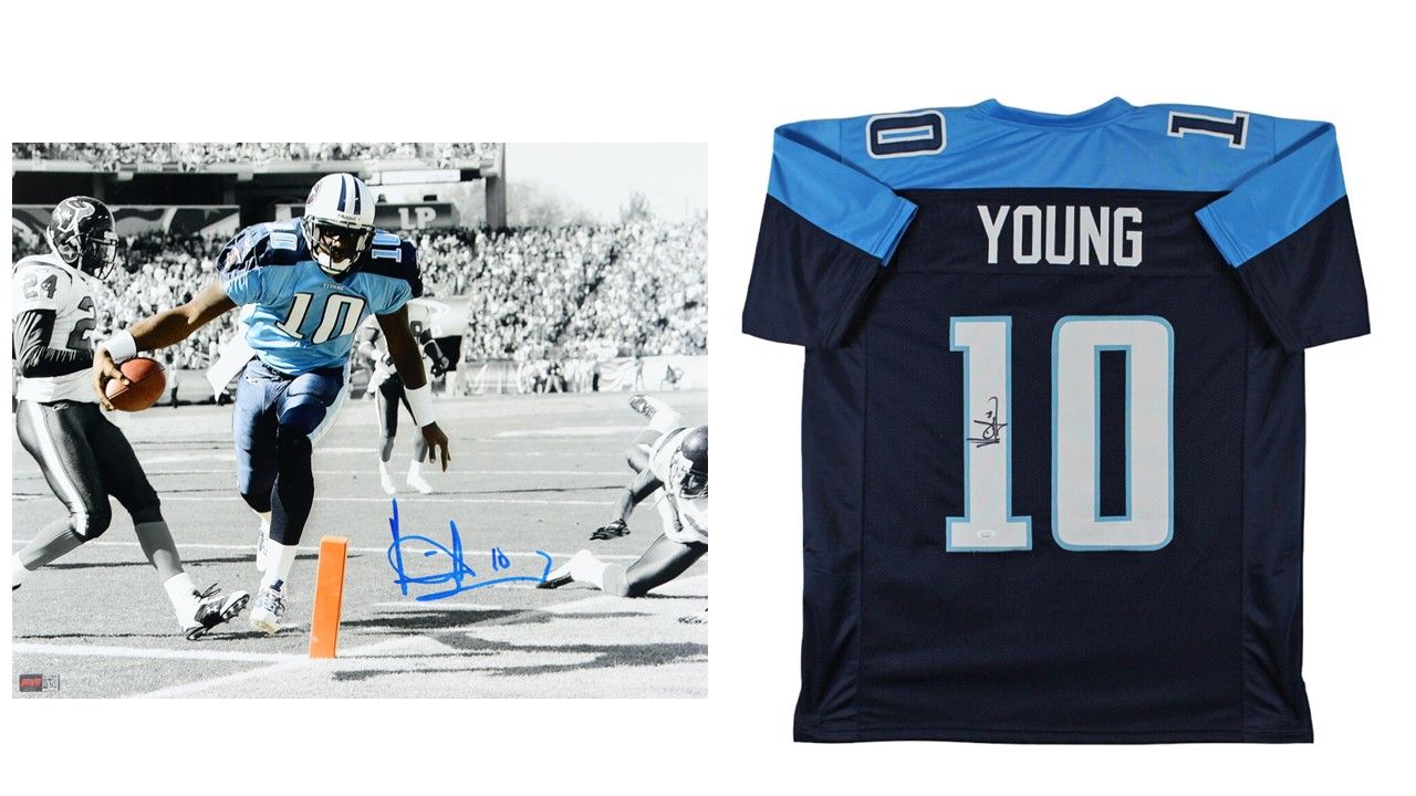 Vince Young Signed Tennessee Titans Jersey (JSA & PIA) & Vince Young Signed Tennessee Titans 16x20 Photo (PIA)