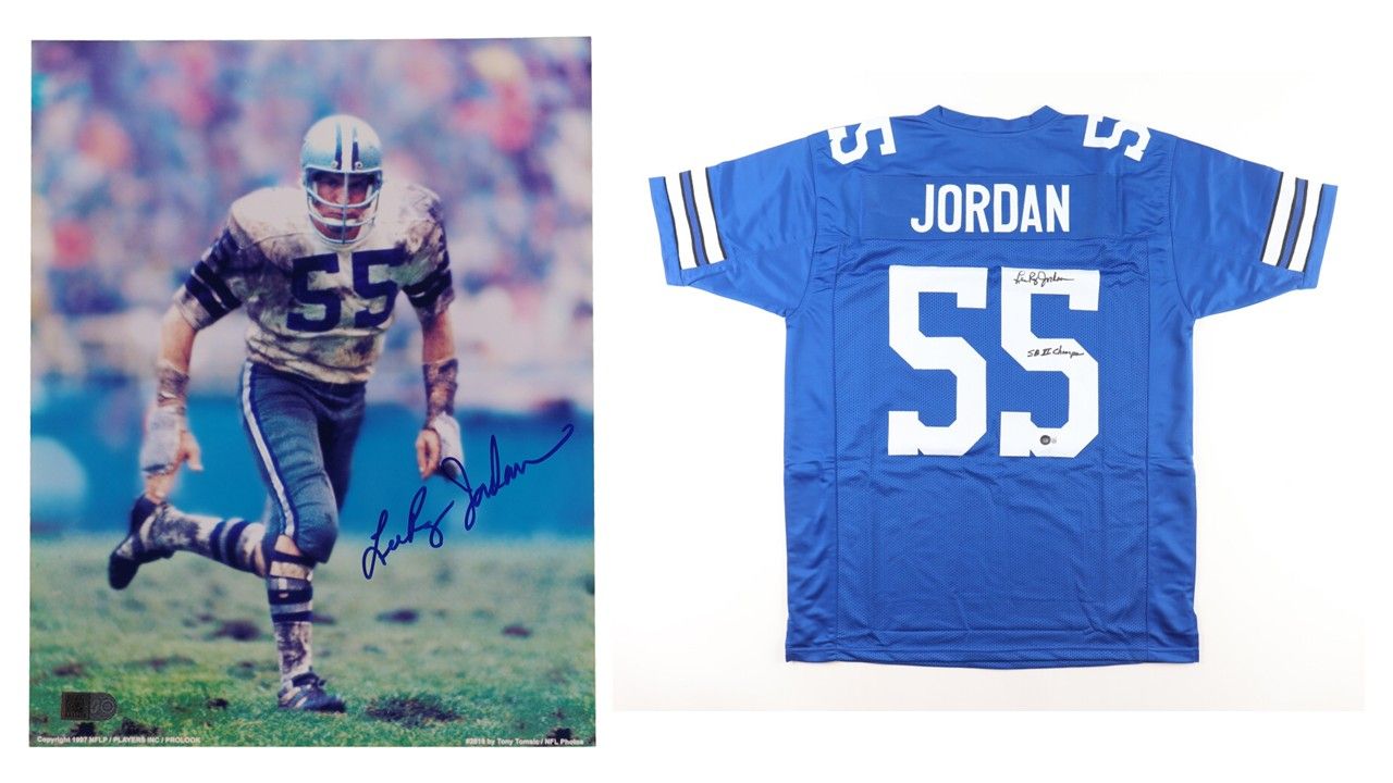 Lee Roy Jordan Signed Dallas Cowboys Jersey Inscribed "SB VI Champs" (Beckett) & Lee Roy Jordan Signed Dallas Cowboys 8x10 Photo (AIV)