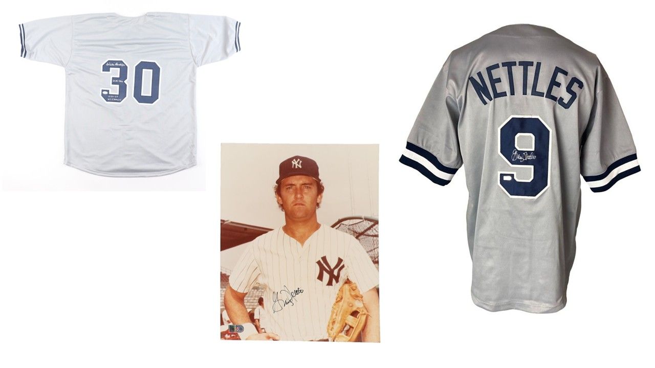 Graig Nettles Signed New York Yankees Jersey (Sports Integrity) + Signed Yankees 8x11 photo (AIV) & Willie Randolph Signed New York Yankees Jersey Inscribed "6x All-Star"&"1977-78 W.S. Champs" (JSA)
