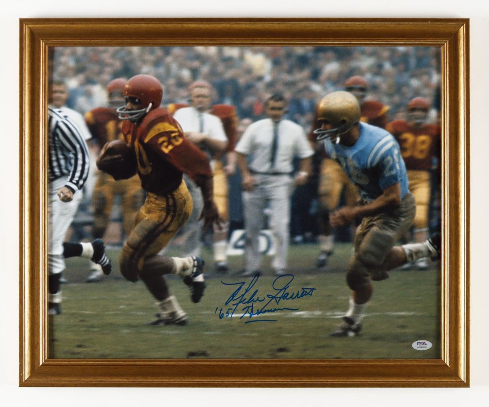 Mike Garrett Signed USC Trojans Custom Framed Photo Display Inscribed "'65 Heisman" (PSA)
