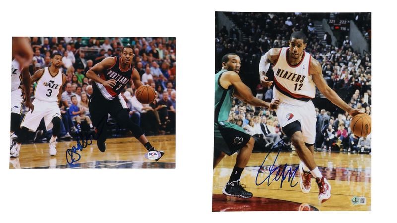 C. J. McCollum Signed Portland Trail Blazers 8x10 Photo (PSA) & LaMarcus Aldridge Signed Portland Trail Blazers 11x14 Photo (Beckett)