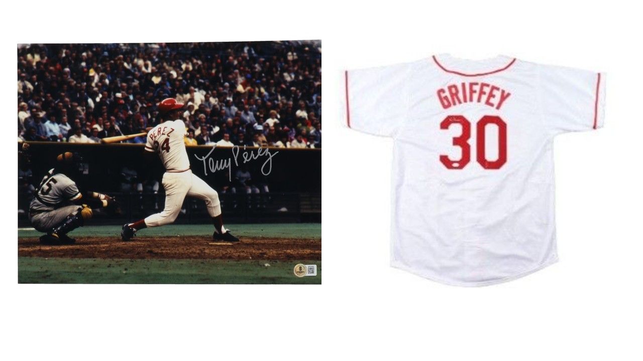 Ken Griffey Sr. Signed Cincinnati Reds Jersey (JSA) & Tony Perez Signed Cincinnati Reds 11x14 Photo (Beckett)