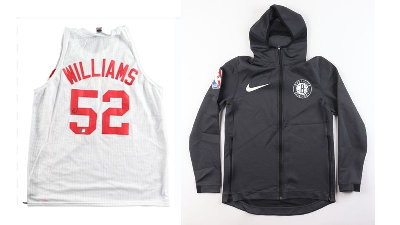 Buck Williams Signed New Jersey Nets Jersey (Beckett) & DeMarre Carroll Game-Used Brooklyn Nets Warm-Up Jacket (Steiner & Fanatics)