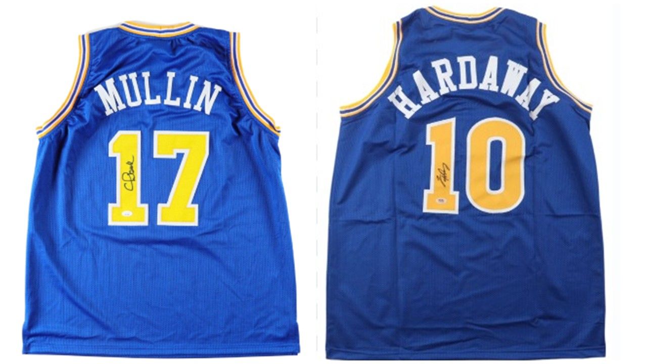 Chris Mullin Signed Golden State Warriors Jersey (JSA) & Tim Hardaway Signed Golden State Warriors Jersey (PSA)