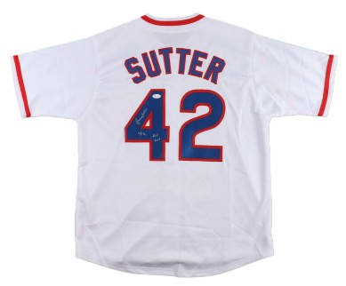 Bruce Sutter Signed Chicago Cubs Jersey Inscribed 
