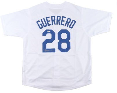 Pedro Guerrero Signed Los Angeles Dodgers Jersey (JSA) & Steve Sax Signed Los Angeles Dodgers Full-Size Batting Helmet Inscribed 