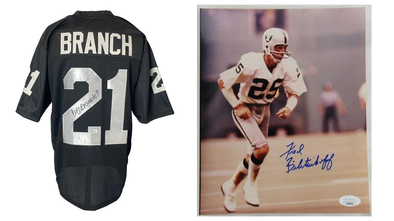 Cliff Branch Signed Oakland Raiders Jersey (Beckett) & Fred Biletnikoff Signed Oakland Raiders 8x10 Photo (JSA)
