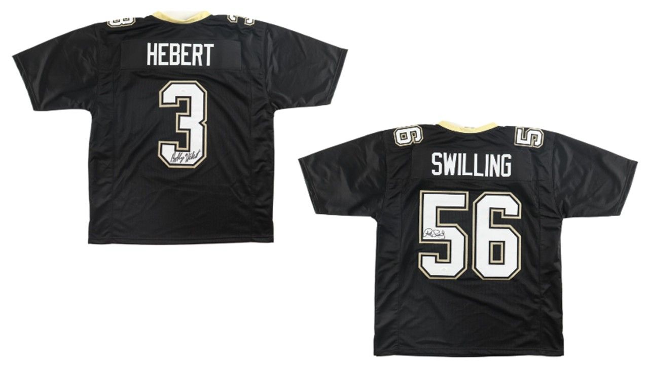 Bobby Hebert Signed New Orleans Saints Jersey (JSA) & Pat Swilling Signed New Orleans Saints Jersey (JSA)