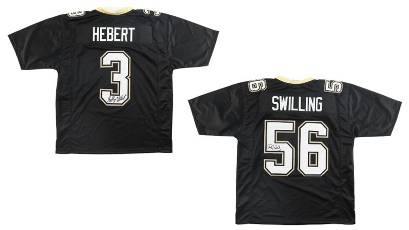 Bobby Hebert Signed New Orleans Saints Jersey (JSA) & Pat Swilling Signed New Orleans Saints Jersey (JSA)