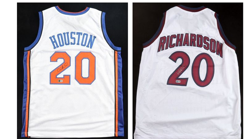 Allan Houston Signed New York Knicks Jersey (Beckett) & Micheal Ray Richardson Signed New York Knicks Jersey (Beckett)
