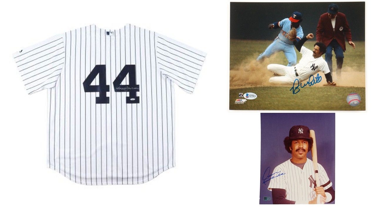Reggie Jackson Signed New York Yankees Jersey (TriStar), Oscar Gamble Signed Yankees 8x10 Photo (AIV), Roy White Signed Yankees 8x10 Photo (Beckett)