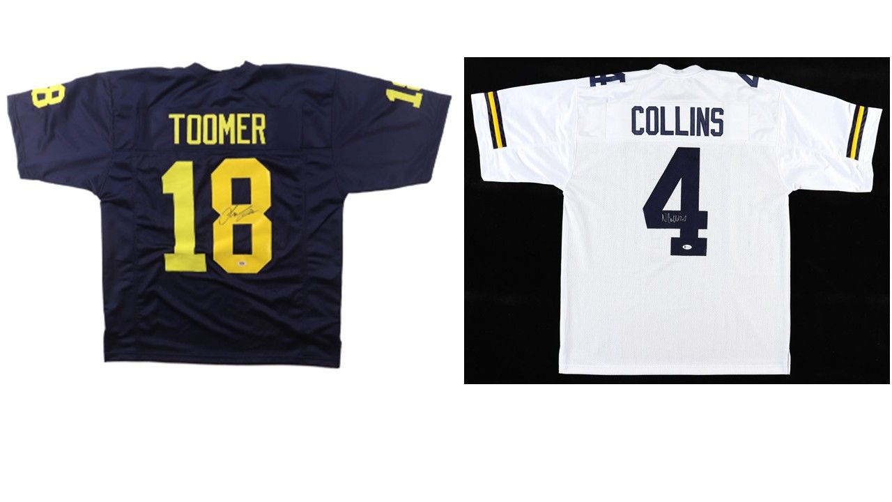 Nico Collins Signed Michigan Wolverines Jersey (Beckett) & Amani Toomer Signed Michigan Wolverines Jersey (PSA)