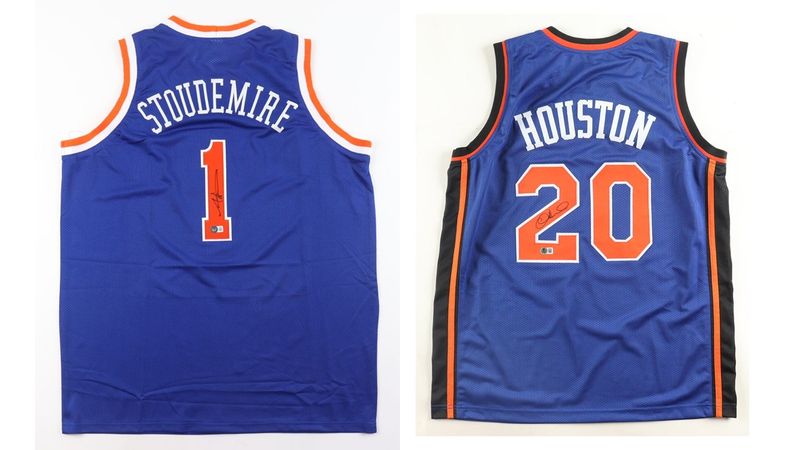 Amar'e Stoudemire Signed New York Knicks Jersey (Beckett) & Allan Houston Signed New York Knicks Jersey (Beckett)