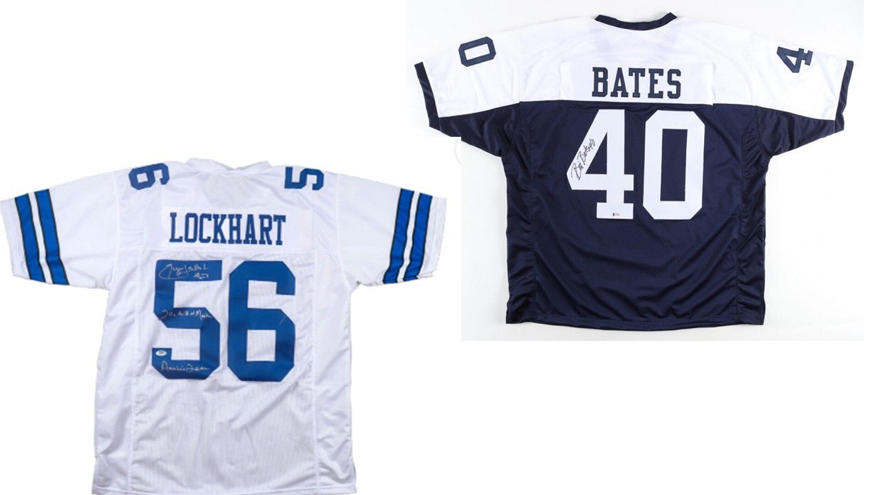 Eugene Lockhart Signed Jersey Inscribed "The Hitting Machine" & "America's Team" (PSA) & Bill Bates Signed Dallas Cowboys Jersey (Beckett)