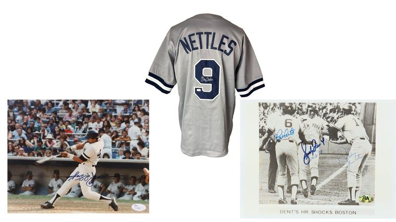 Reggie Jackson Signed New York Yankees 8x10 Photo, Graig Nettles Signed New York Yankees Jersey (Sports Integrity), & Bucky Dent, Roy White, & Chris Chambliss Signed Yankees 8x10 Photo Reggie Jackson Signed New York Yankees 8x10 Photo, Graig Nettles Signed New York Yankees Jersey (Sports Integrity), & Bucky Dent, Roy White, & Chris Chambliss Signed Yankees 8x10 Photo "10-2-78" (MAB)