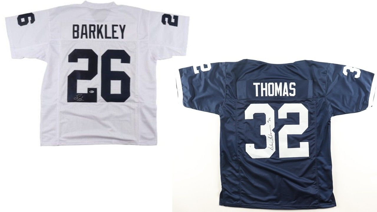 Saquon Barkley Signed Penn State Nittany Lions Jersey (Beckett) & Blair Thomas Signed Penn State Nittany Lions Jersey (JSA)