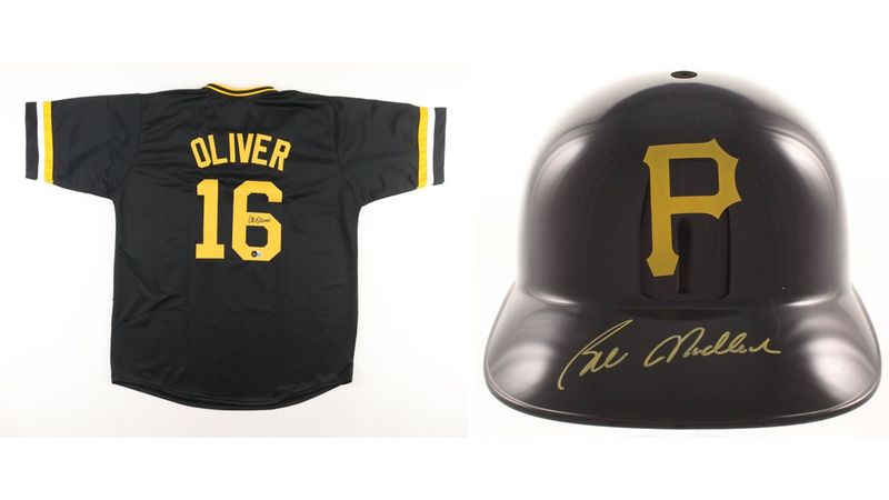 Al Oliver Signed Pittsburgh Pirates Jersey (Beckett), & Bill Madlock Signed Pittsburgh Pirates Full-Size Replica Batting Helmet (JSA COA) Al Oliver Signed Pittsburgh Pirates Jersey (Beckett), & Bill Madlock Signed Pittsburgh Pirates Full-Size Replica Batting Helmet (JSA COA)