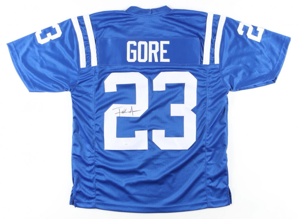 Frank Gore Signed Indianapolis Colts Jersey (JSA) & Edgerrin James Signed Indianapolis Colts 8x10 Photo (JSA)