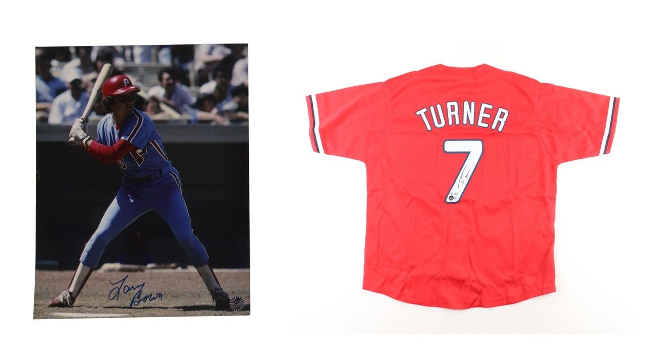 Larry Bowa Signed Philadelphia Phillies 11x14 Photo (UTR) & Trea Turner Signed Philadelphia Phillies Jersey (Turner & Beckett)