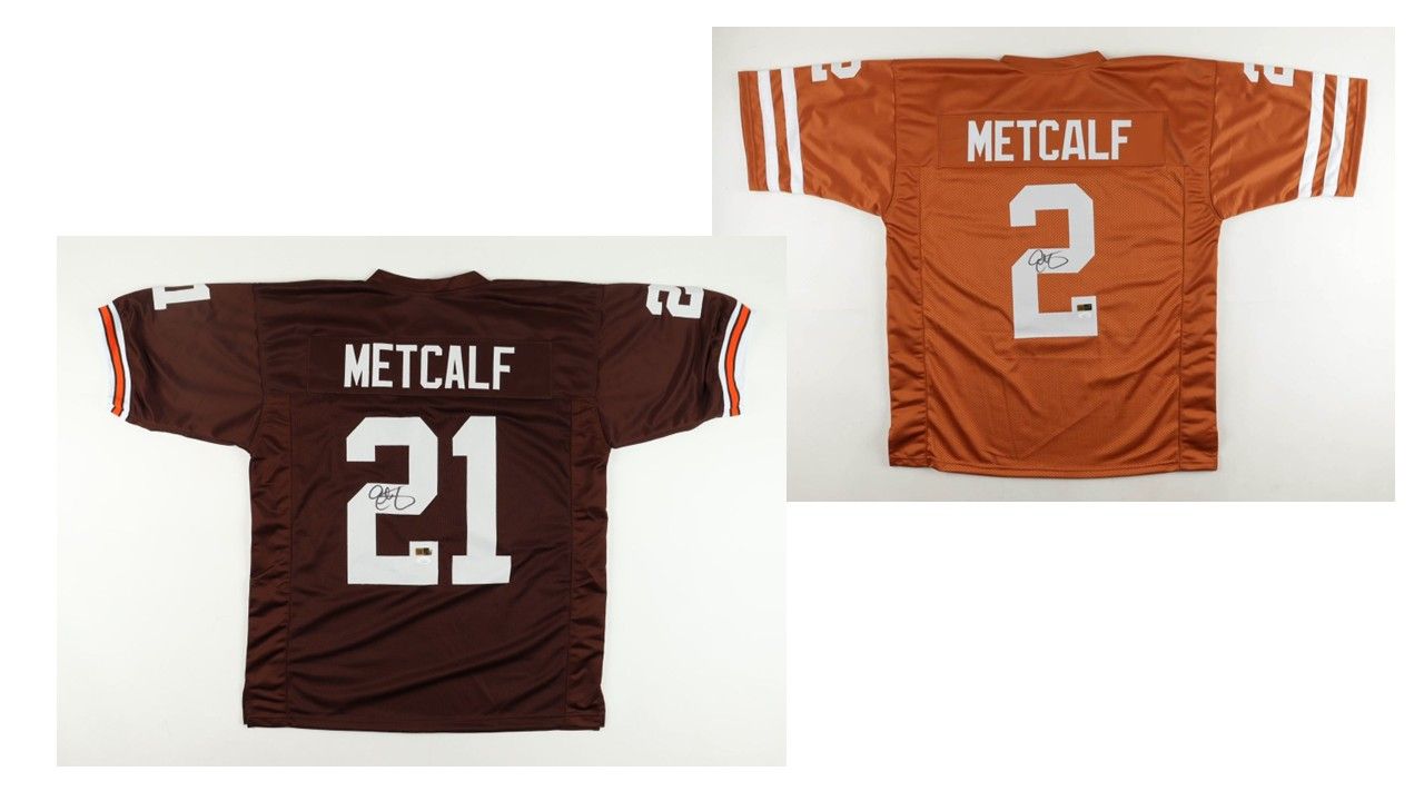 Eric Metcalf Signed Texas Longhorns Jersey (JSA) & Eric Metcalf Signed Cleveland Browns Jersey (JSA & Players Ink)