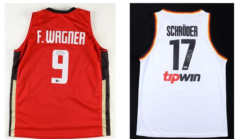 Franz Wagner Signed Team Germany Jersey (Beckett) & Dennis Schroder Signed Team Germany Jersey (PSA) Franz Wagner Signed Team Germany Jersey (Beckett) & Dennis Schroder Signed Team Germany Jersey (PSA)