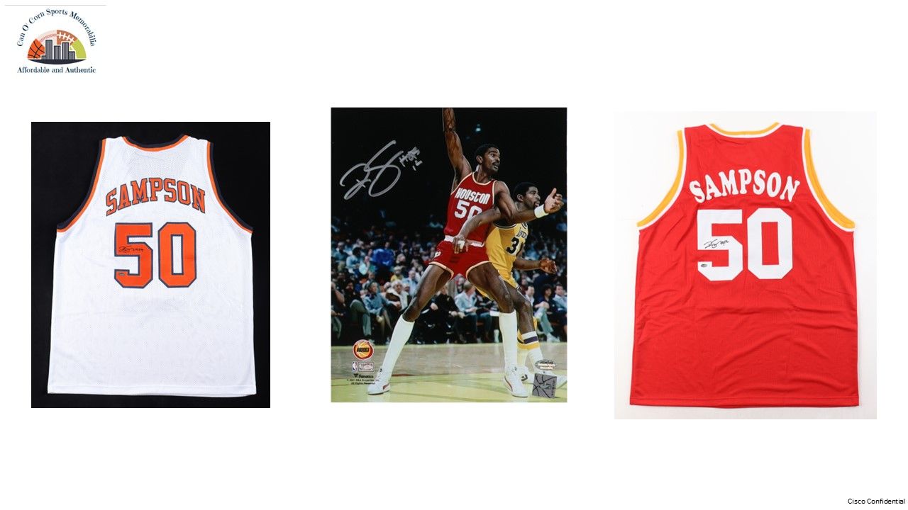 Ralph Sampson Signed Rockets Jersey Inscribed Ralph Sampson Signed Rockets Jersey Inscribed "HOF 12" (Schwartz), Ralph Sampson Signed Virginia Jersey Inscribed "3x CPOY" (Schwartz), & Ralph Sampson Signed 8x10 Photo Inscribed "HOF 12" (Schwartz)