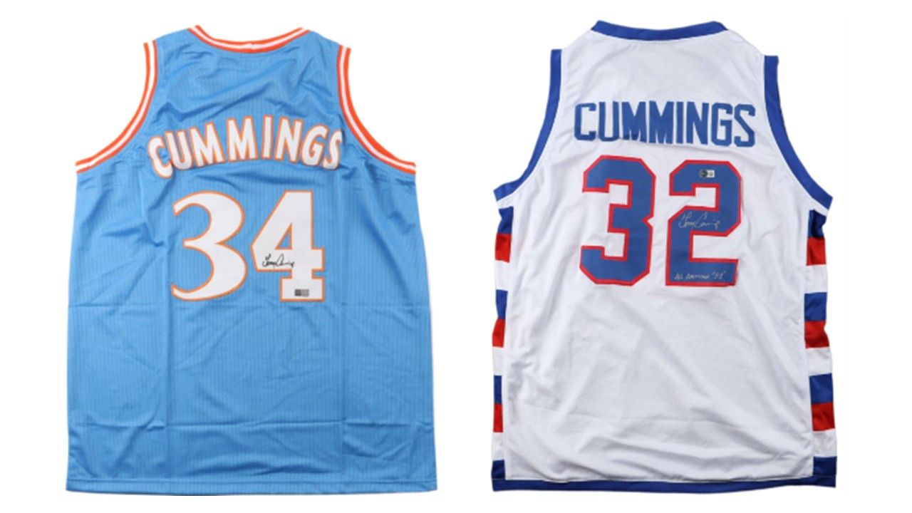 Terry Cummings Signed San Diego Clippers Jersey (TriStar), & Terry Cummings Signed DePaul Blue Demons Jersey Inscribed All American 82