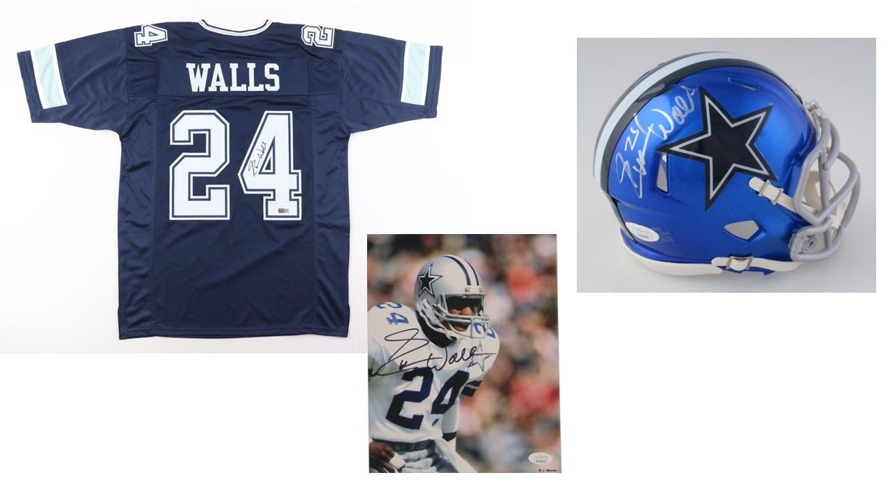 Everson Walls Signed Dallas Cowboys Flash Alternate Speed Mini Helmet (JSA & Players Ink), Signed Dallas Cowboys Jersey (JSA), & Signed Cowboys 8x10 Photo (JSA)