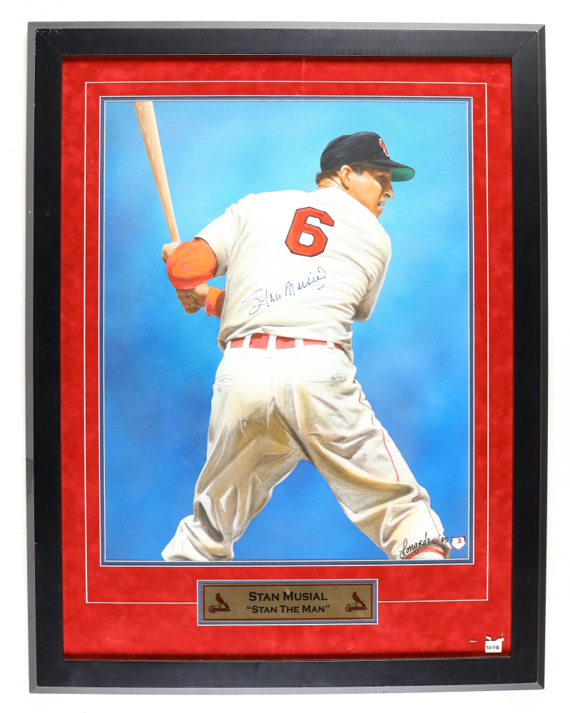 Stan Musial Signed Gary Longordo St Louis Cardinals Custom Framed 28