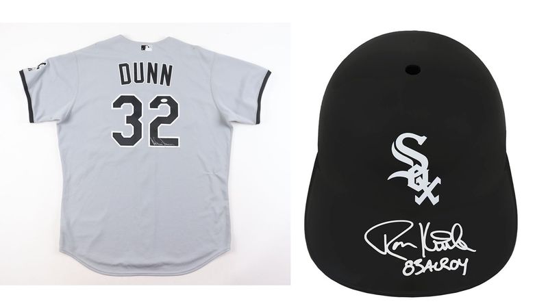 Adam Dunn Signed Chiago White Sox Jersey (JSA) & Ron Kittle Signed White Sox Full-Size Batting Helmet Inscribed "83 AL ROY" (Schwartz)