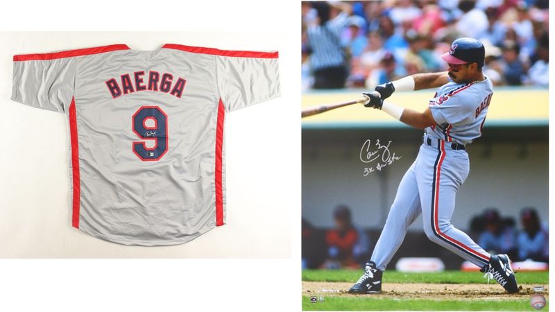 Carlos Baerga Signed Cleveland Indians Jersey (Beckett) & Carlos Baerga Signed Cleveland Indians 16x20 Photo Inscribed Carlos Baerga Signed Cleveland Indians Jersey (Beckett) & Carlos Baerga Signed Cleveland Indians 16x20 Photo Inscribed "3x All-Star" (Schwartz)